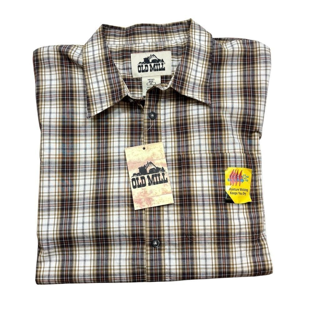 Brand new with Tags Men’s Old Mill‎ Short Sleeve Woven Plaid Shirt Size XL